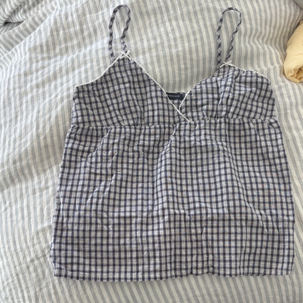 Brandy Melville Black and White Checkered Tank Top